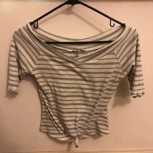 Cute off the shoulder stripped top